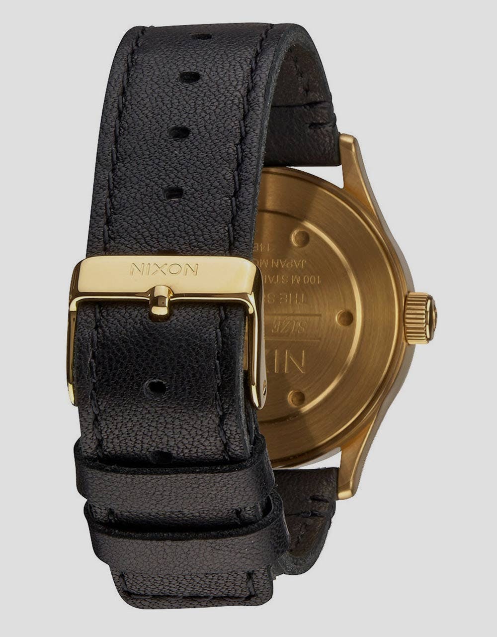 Nixon Sentry 38 Leather Watch - Gold/Black