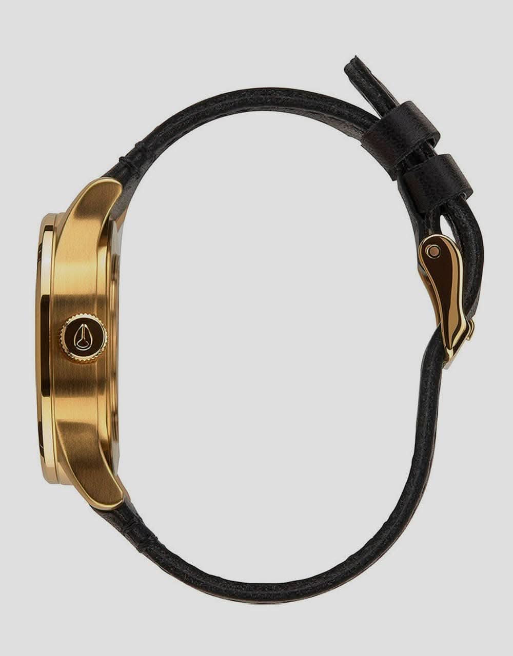 Nixon Sentry 38 Leather Watch - Gold/Black