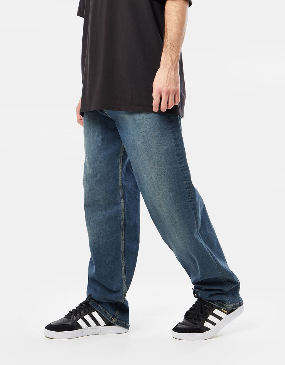 Route One Baggy Denim Jeans - Mid Wash