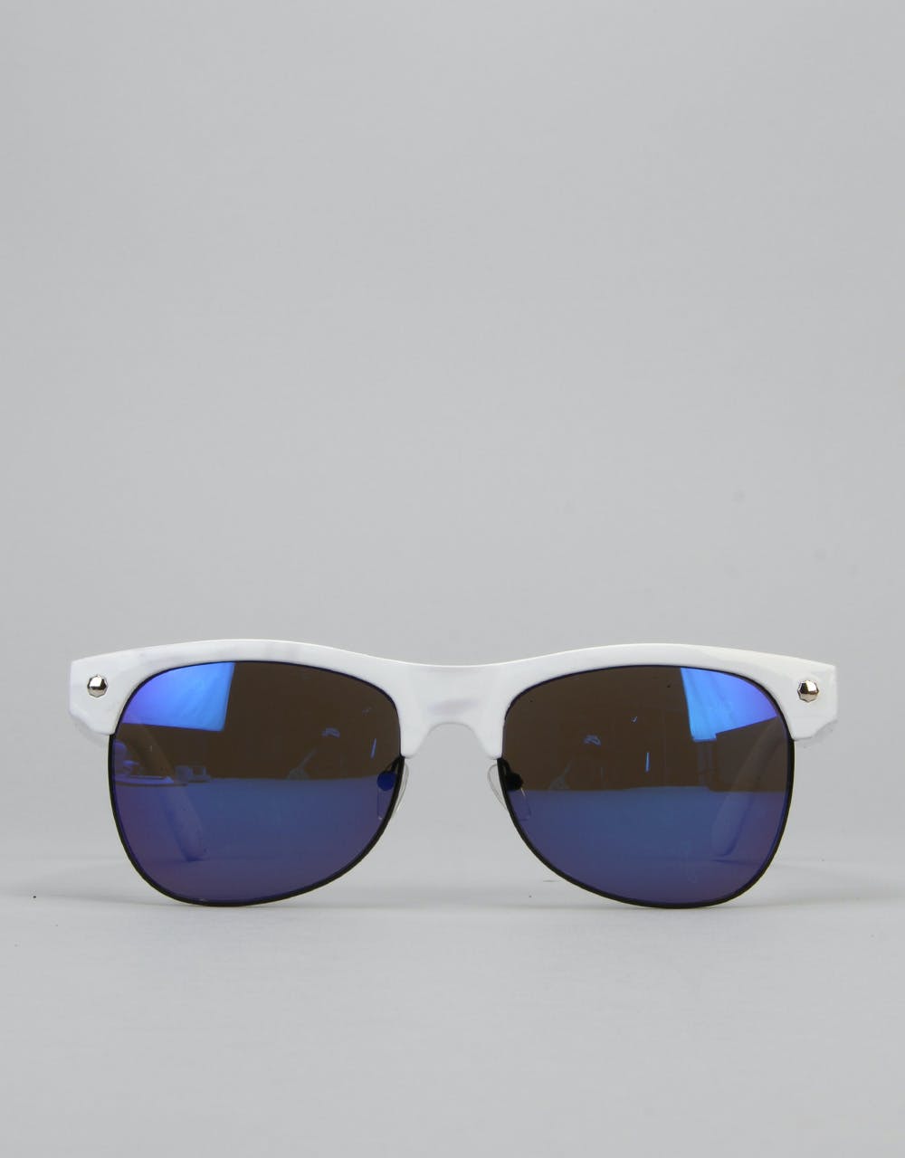 Glassy Sunhater Shredder Sunglasses - White/Blue Mirror