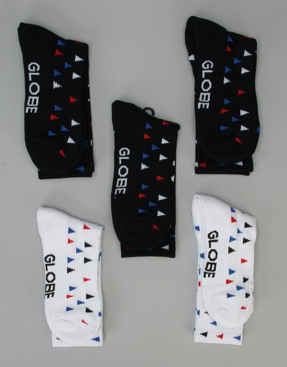 Globe Flag Crew Socks - 5 Pack