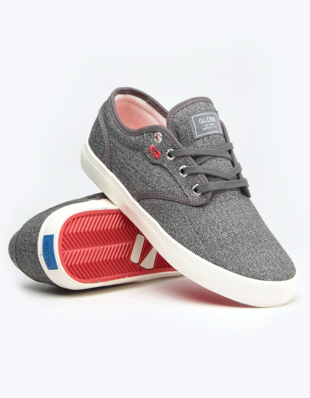 Globe Motley Skate Shoes - Black Tweed/Red