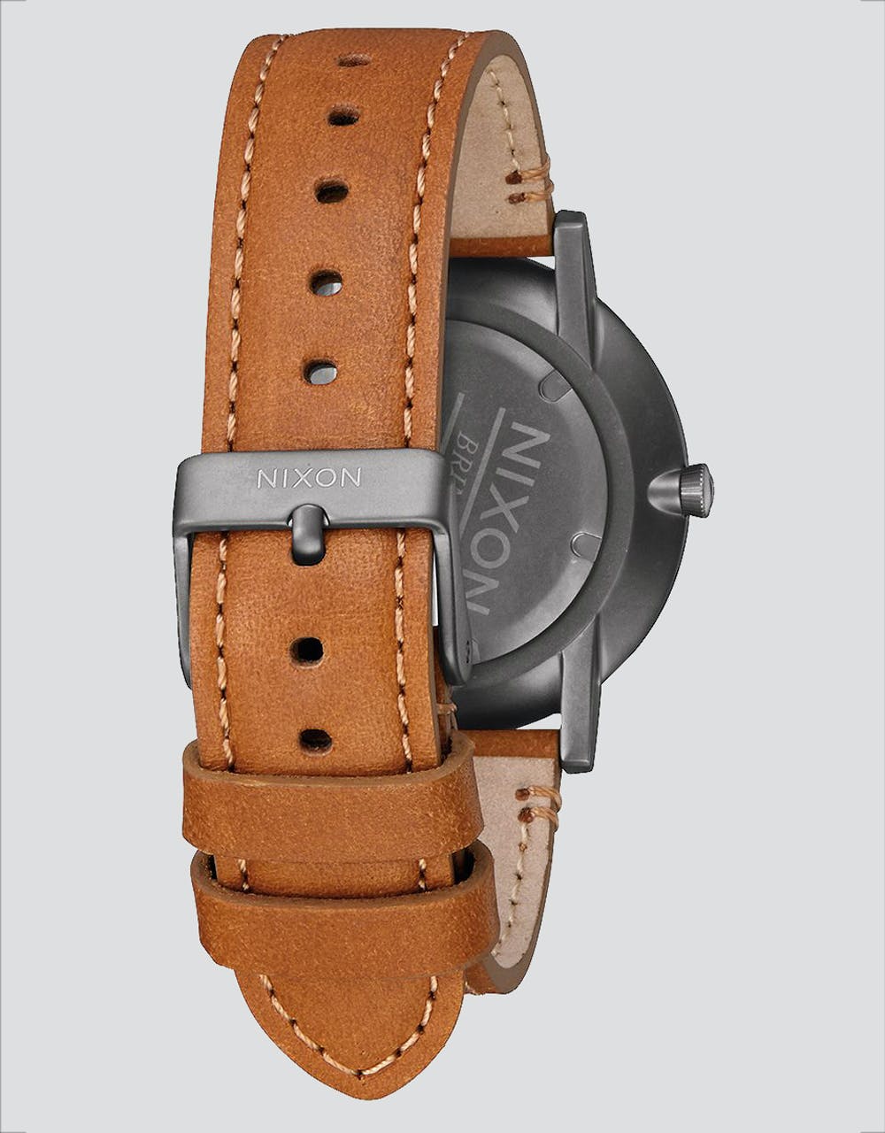 Nixon Porter Leather Watch - Gunmetal/Charcoal/Taupe