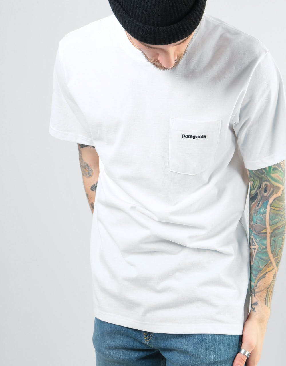 Patagonia P-6 Logo Pocket T-Shirt - White
