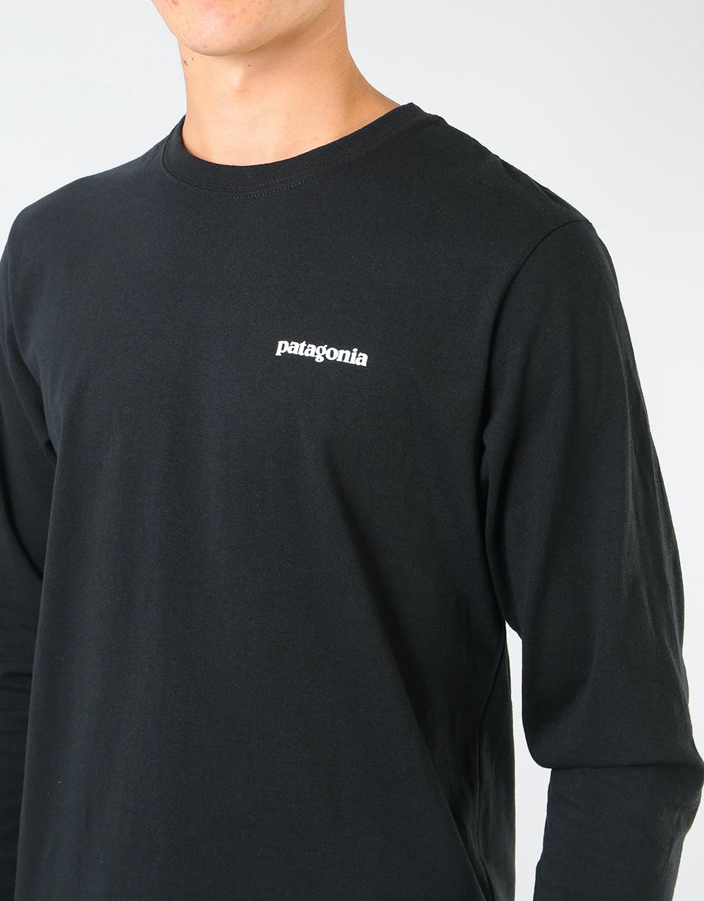 Patagonia L/S P-6 Logo T-Shirt - Black