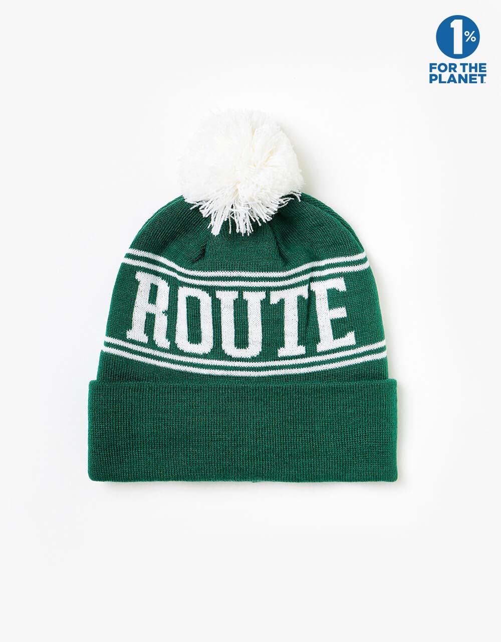 Route One Team Bobble Beanie - Forest Green/White