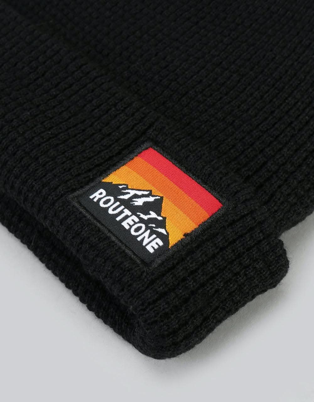 Route One Waffle Cuff Beanie - Black
