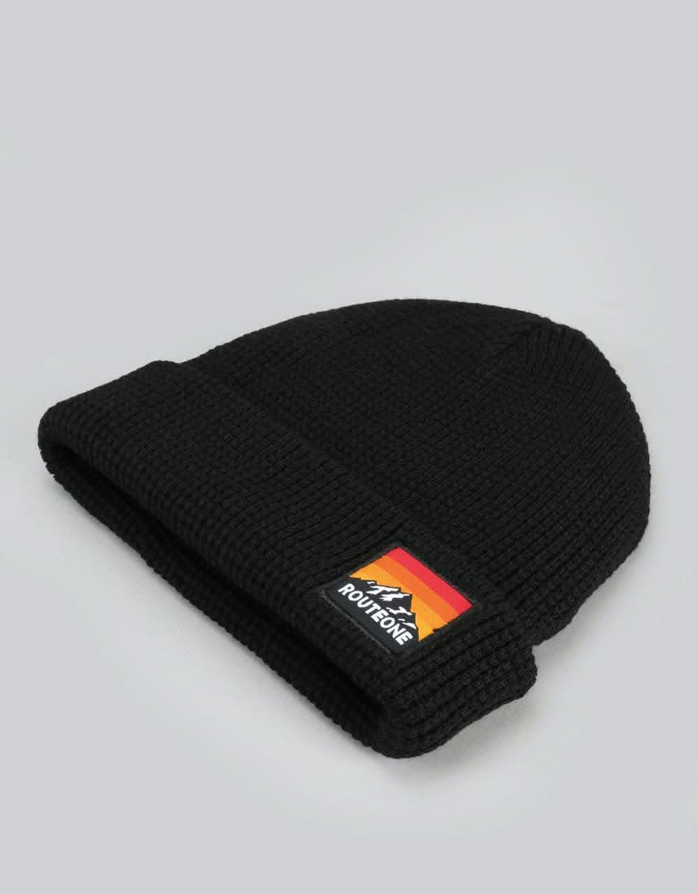 Route One Waffle Cuff Beanie - Black