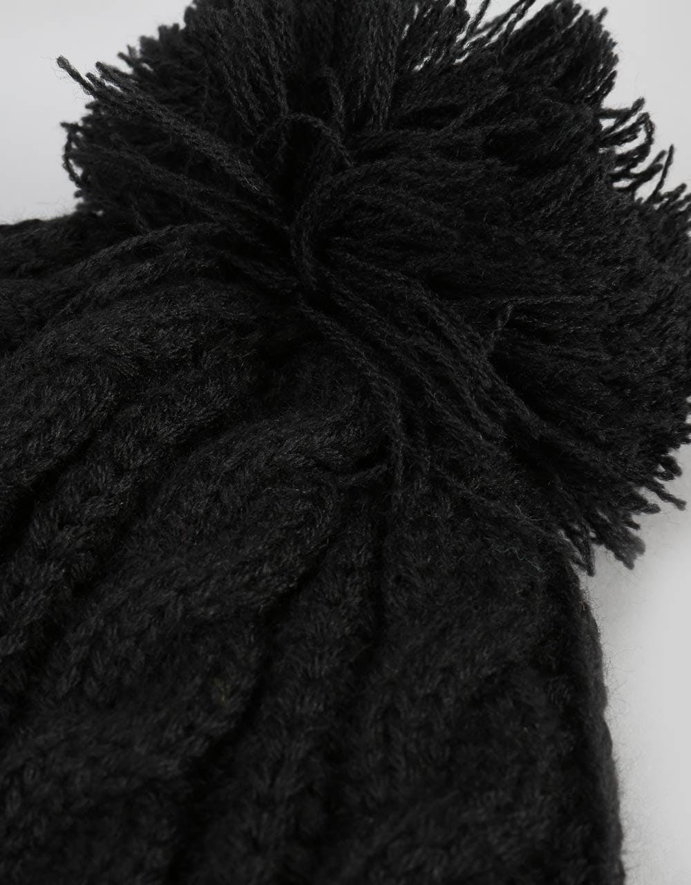 Route One Cable Bobble Beanie - Black