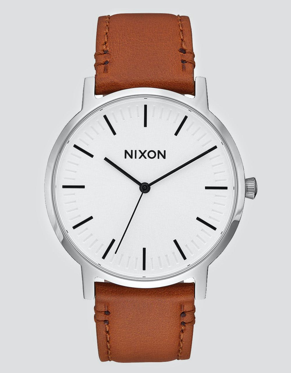 Nixon Porter Leather Watch - White/Sunray Saddle