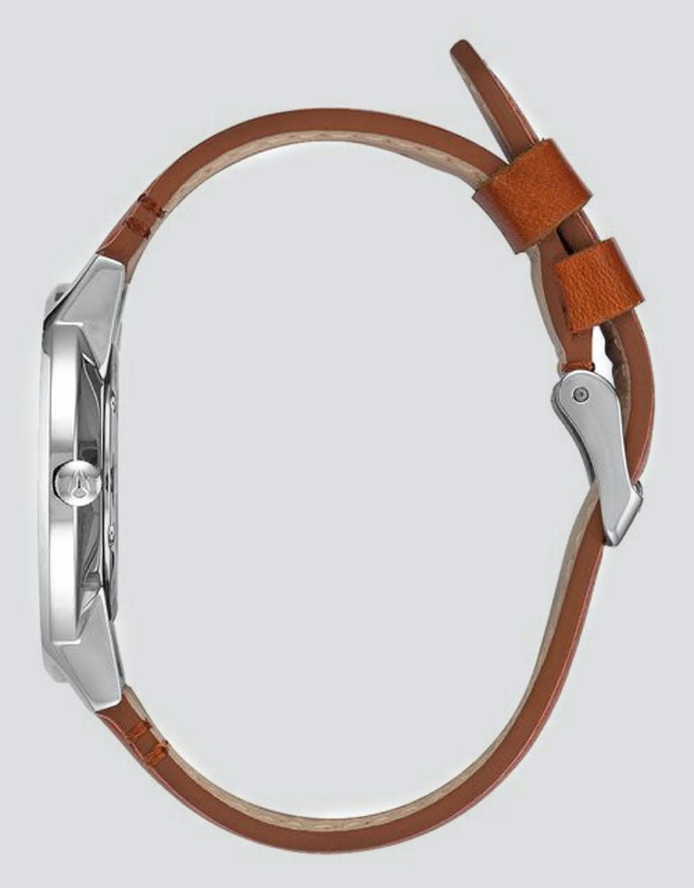 Nixon Porter Leather Watch - White/Sunray Saddle