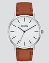 Nixon Porter Leather Watch - White/Sunray Saddle
