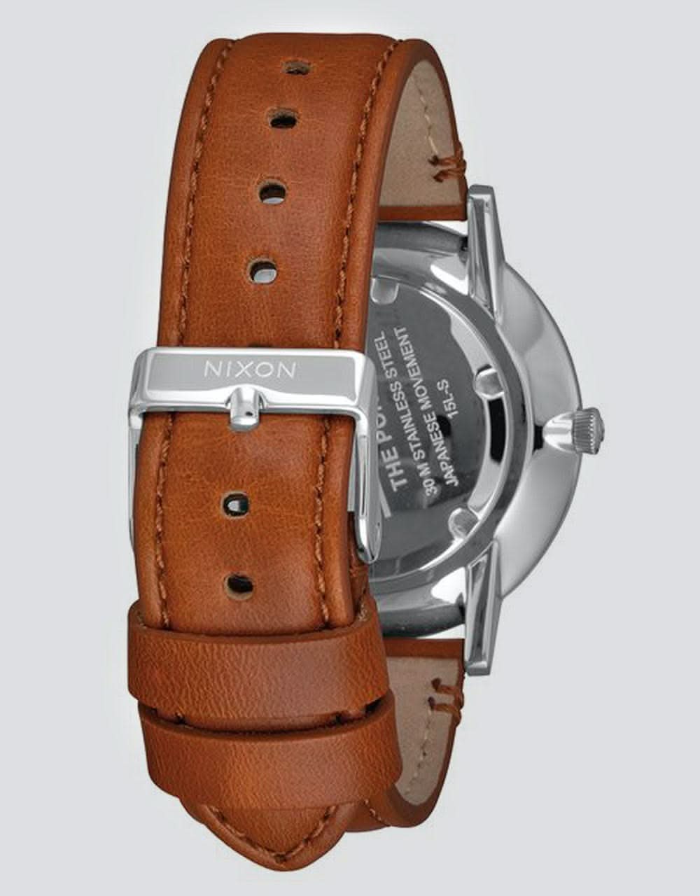 Nixon Porter Leather Watch - White/Sunray Saddle