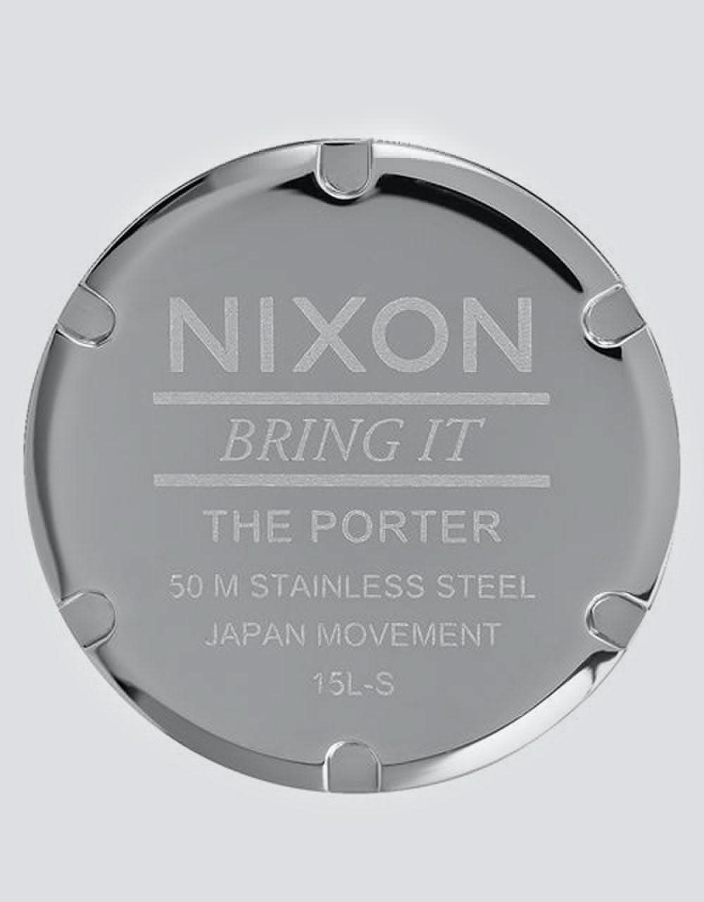 Nixon Porter Leather Watch - White/Sunray Saddle