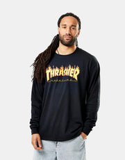 Thrasher Flame Logo L/S T-Shirt - Black