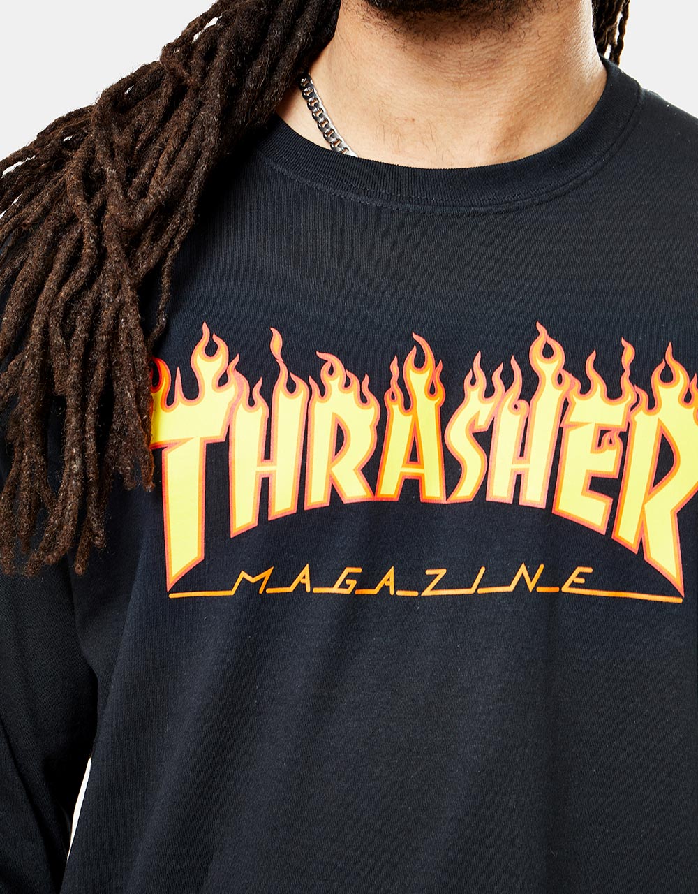 Thrasher Flame Logo L/S T-Shirt - Black