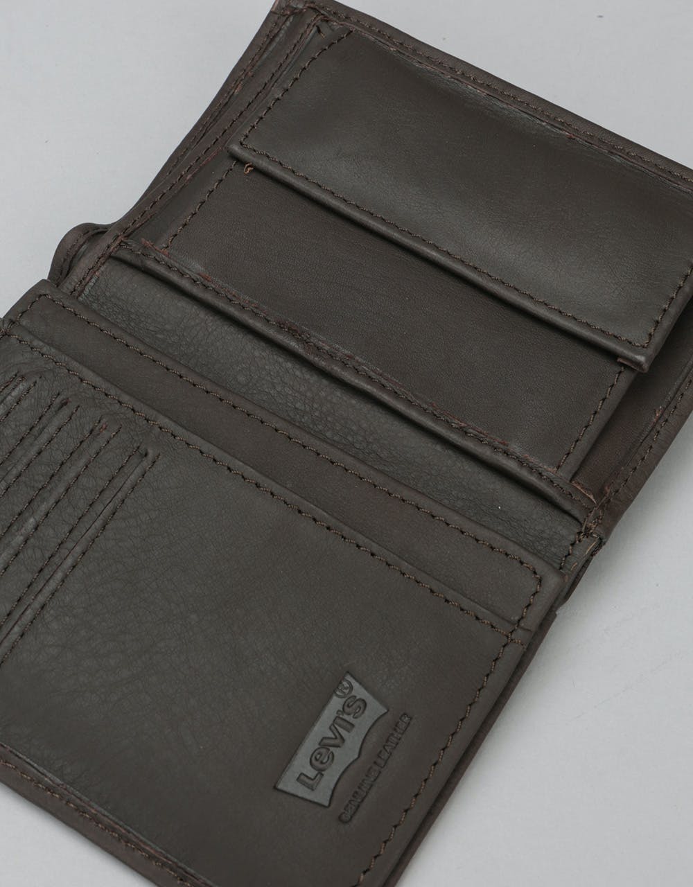 Levis Vintage Two Horse Vertical Leather Coin Wallet - Dark Brown