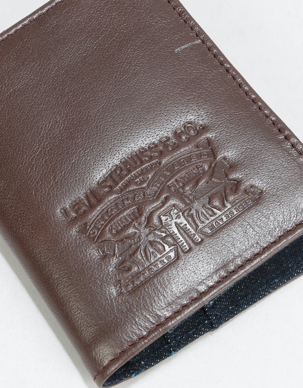 Levi's  Leather & Denim Bi-Fold Coin Wallet - Navy Blue
