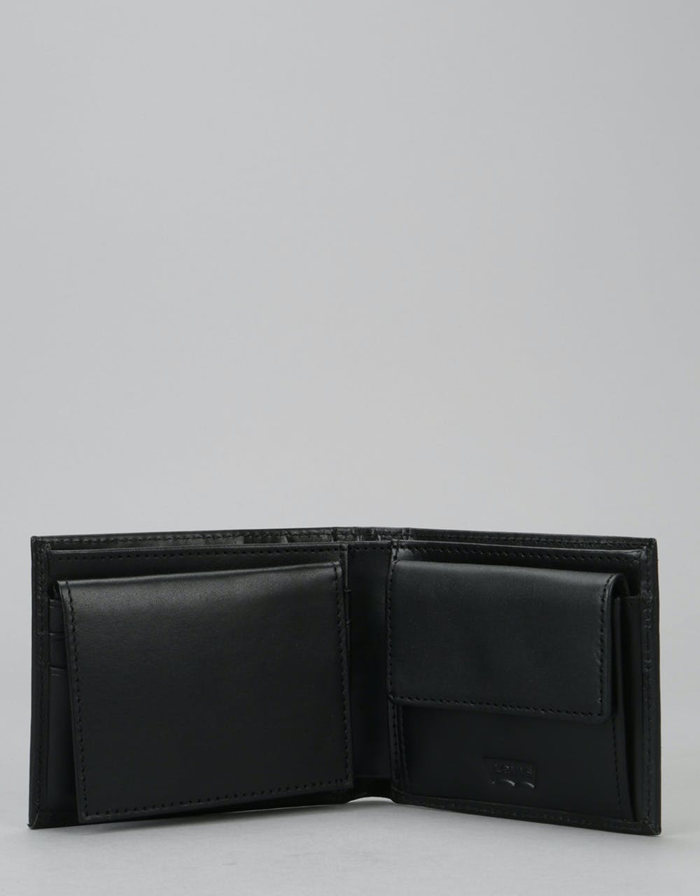 Levis Inlay Bi-Fold Clean Finish Leather Wallet - Regular Black
