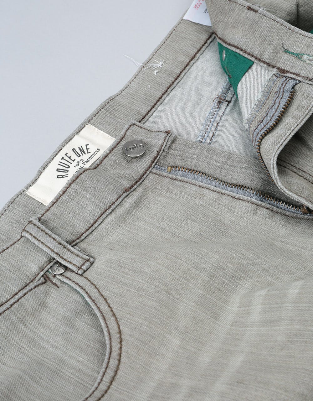 Route One Slim Denim Jeans - Old Washed Grey