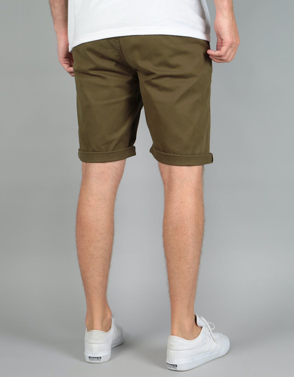 Route One Roll Up Chino Shorts - Olive