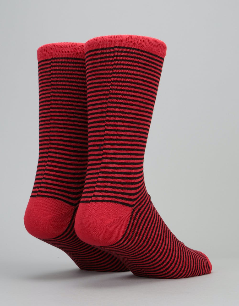 Route One Thin Stripe Socks - Red/Grey