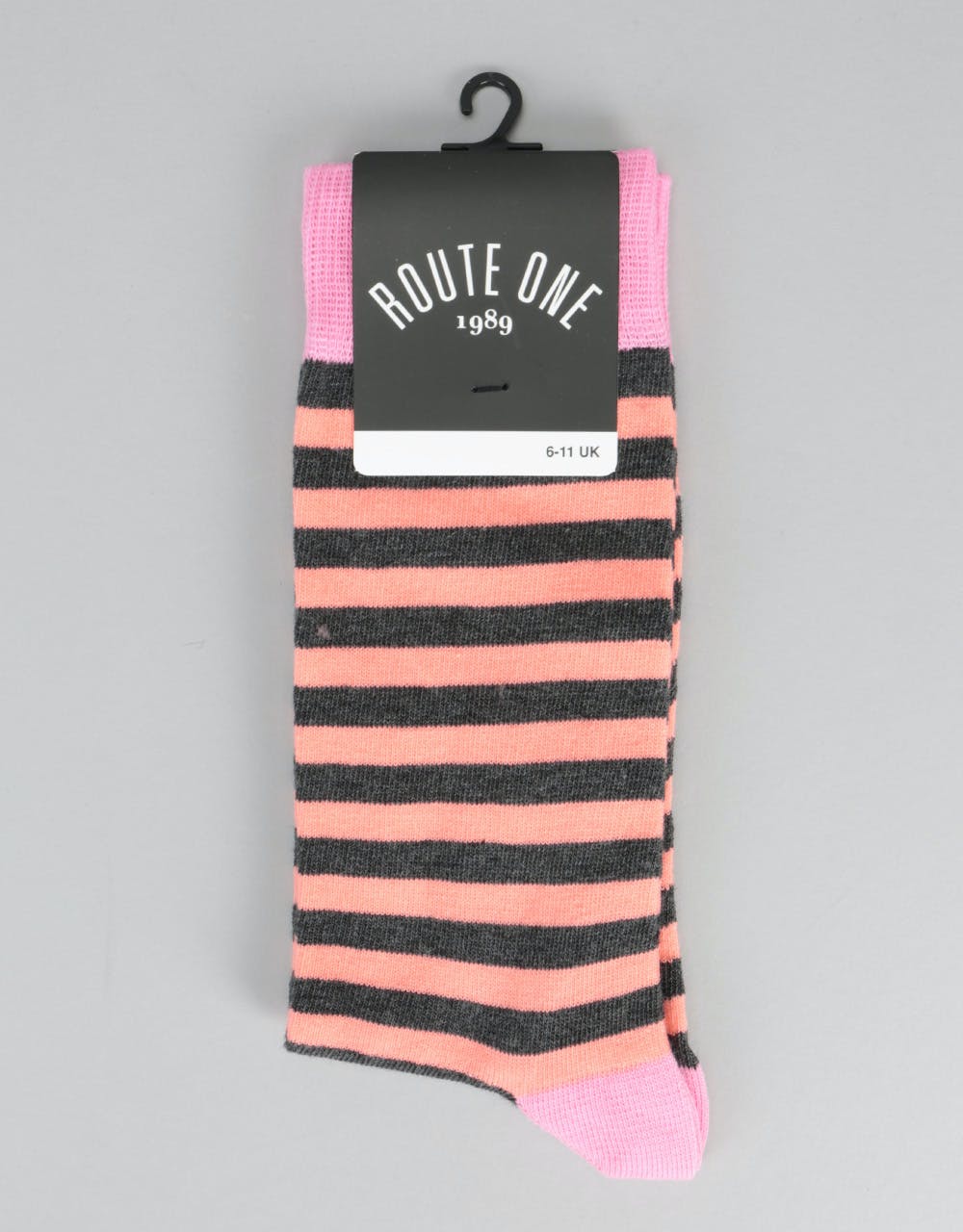 Route One Contrast Socks - Pink/Grey