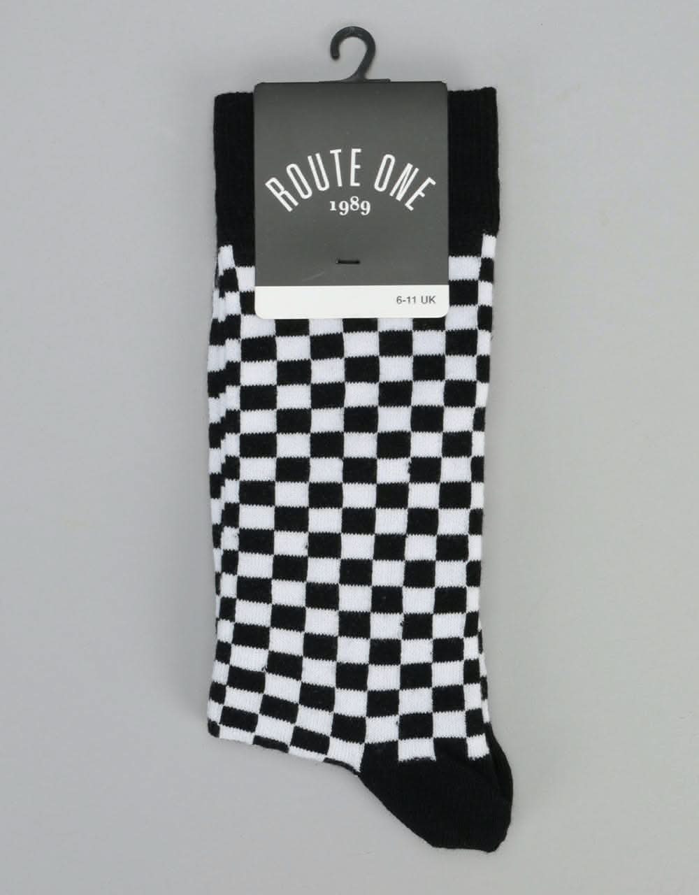 Route One Checker Socks - Black/White