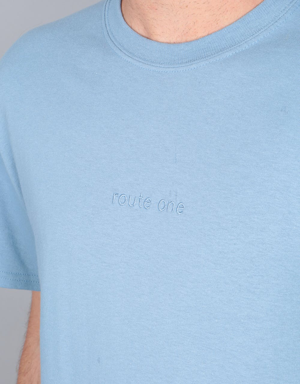 Route One Embroidered Logo T-Shirt - Stone Blue