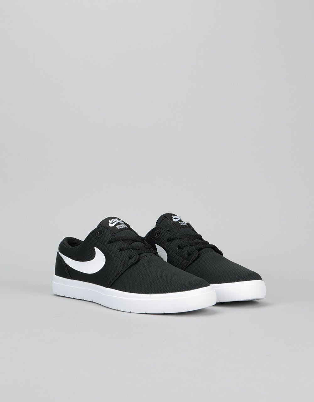 Nike SB Portmore II Ultralight Kids Skate Shoes - Black/White