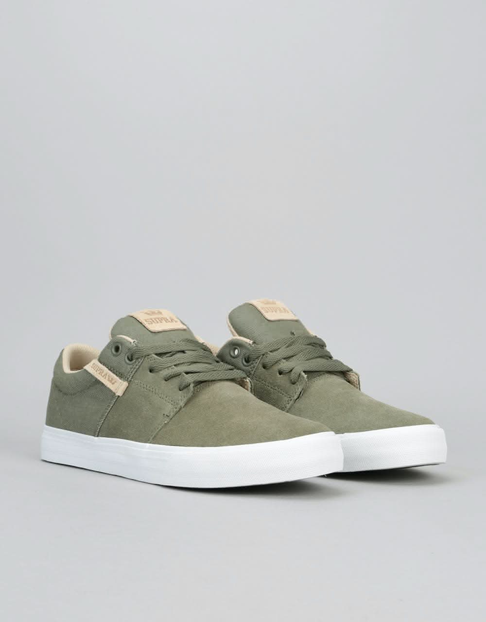 Supra Stacks Vulc II Skate Shoes - Olive/White