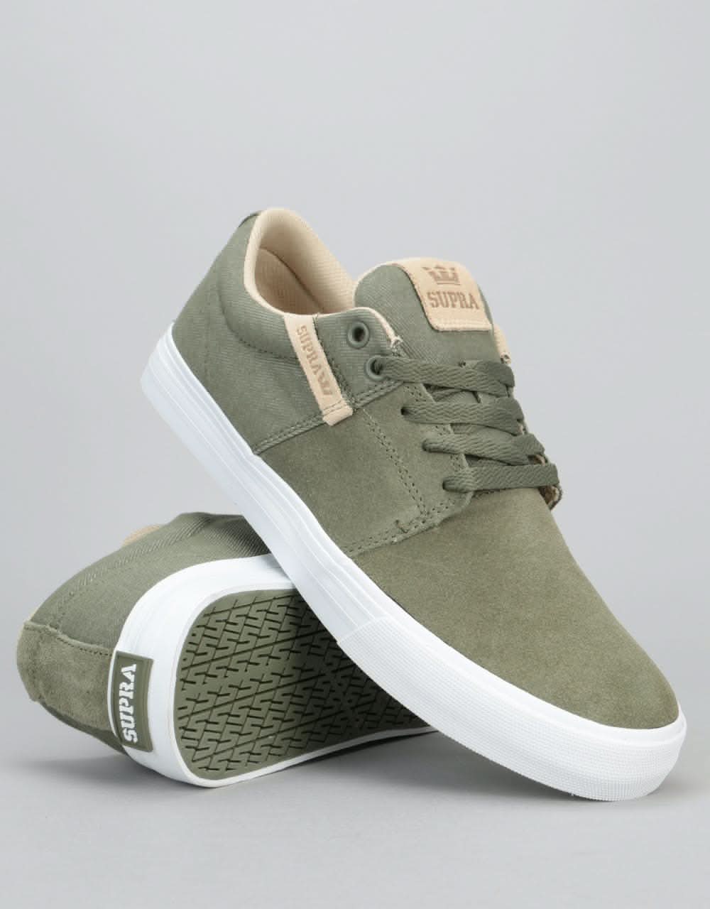 Supra Stacks Vulc II Skate Shoes - Olive/White