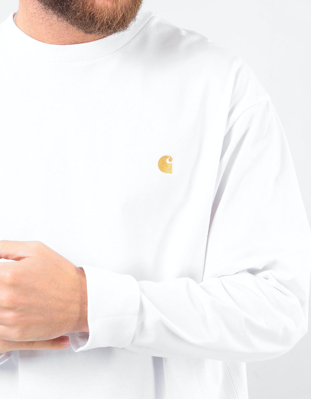 Carhartt WIP L/S Chase T-Shirt - White/Gold