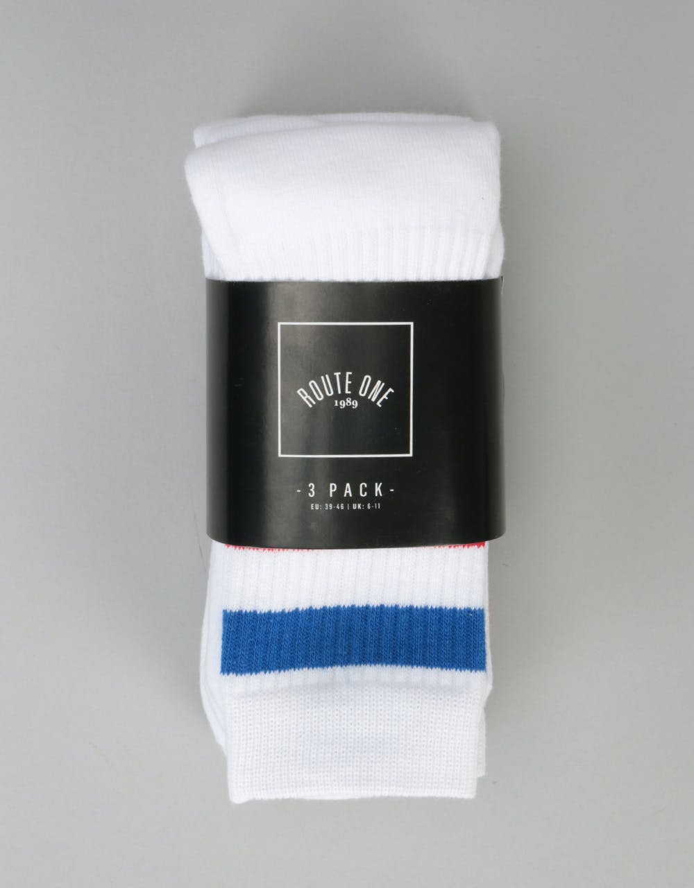 Route One Classic Crew Socks 3 Pack - White/Assorted