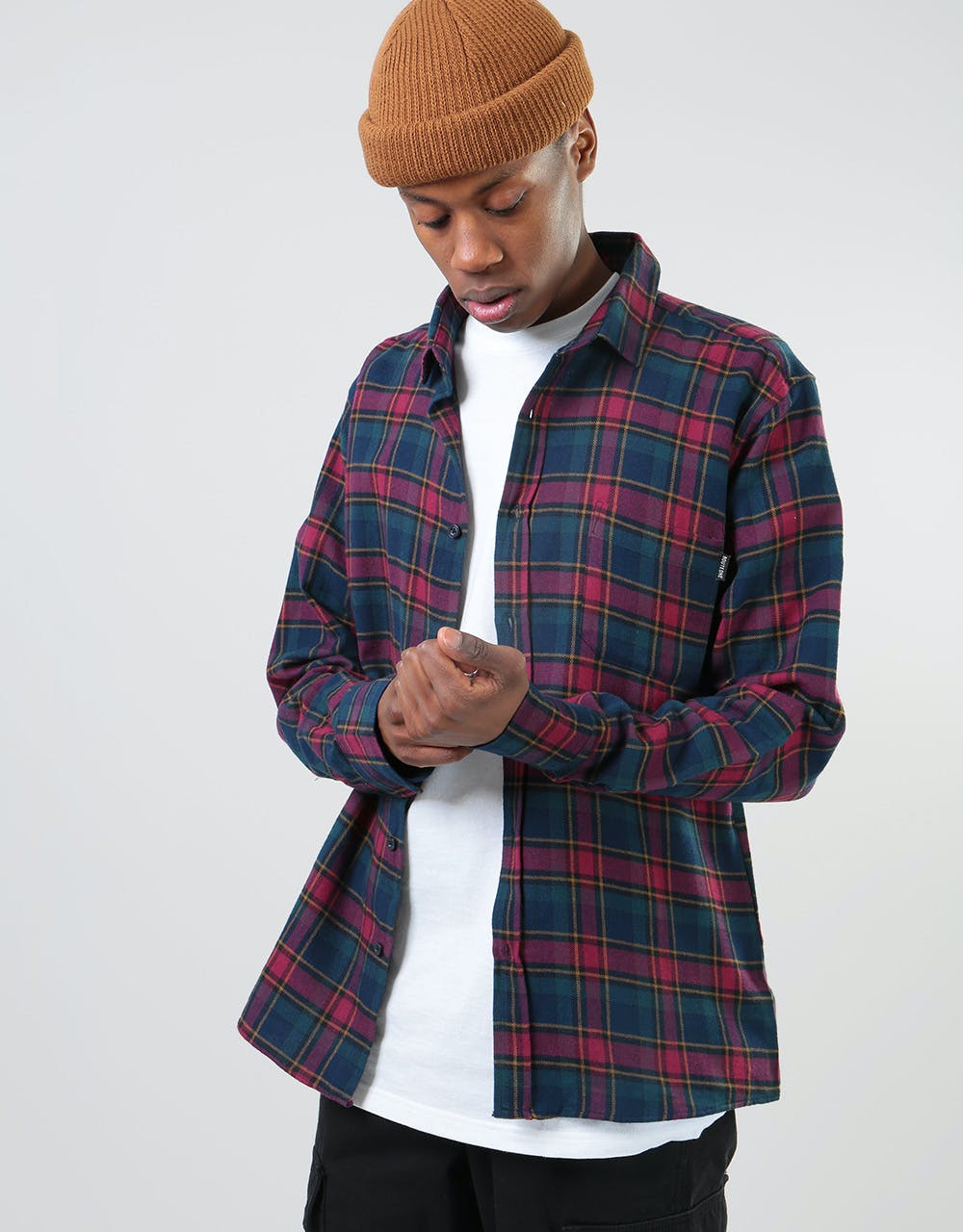 Route One Checked Flannel Shirt - Burgundy
