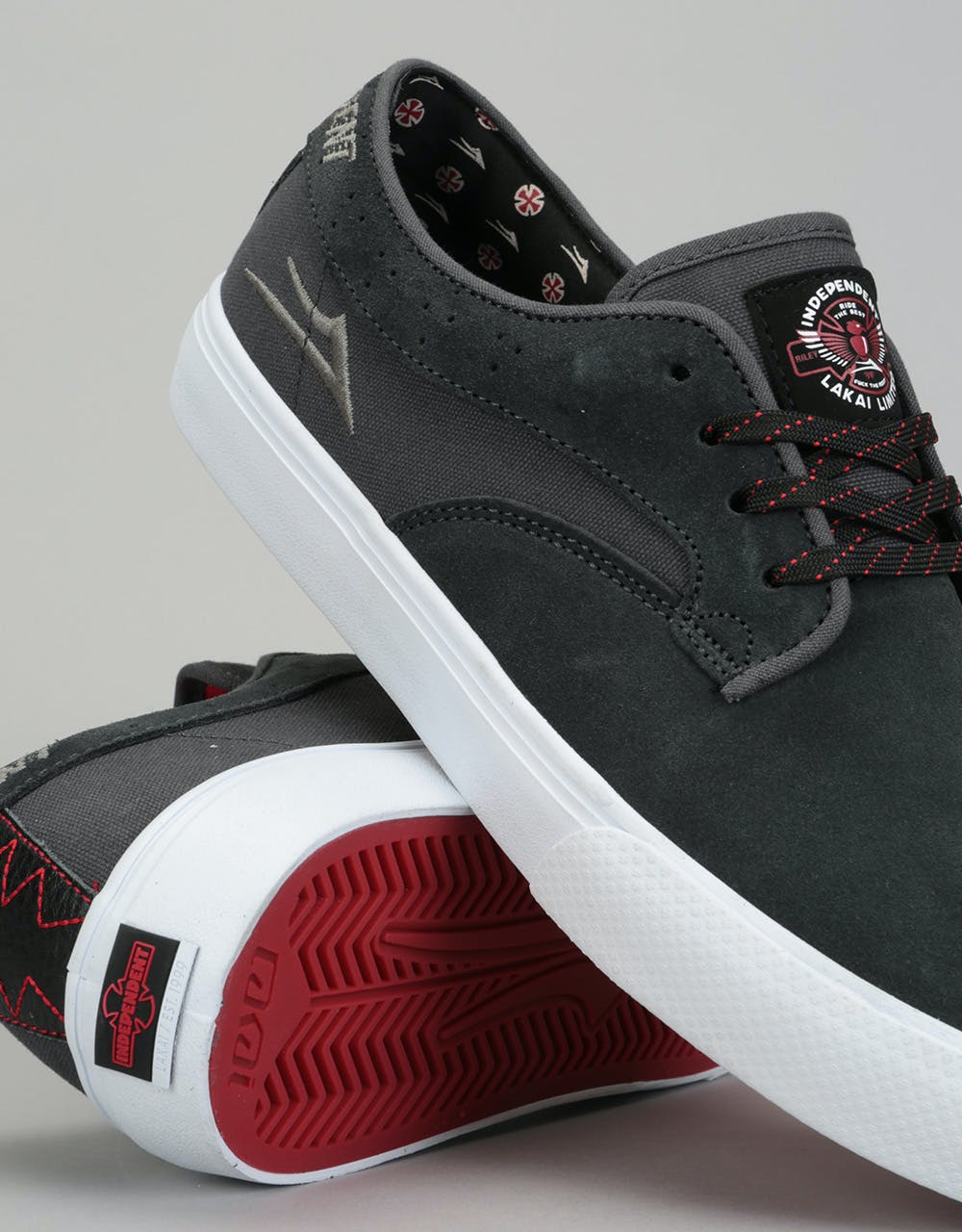 Lakai x Independent Riley Hawk Skate Shoes - Charcoal Suede