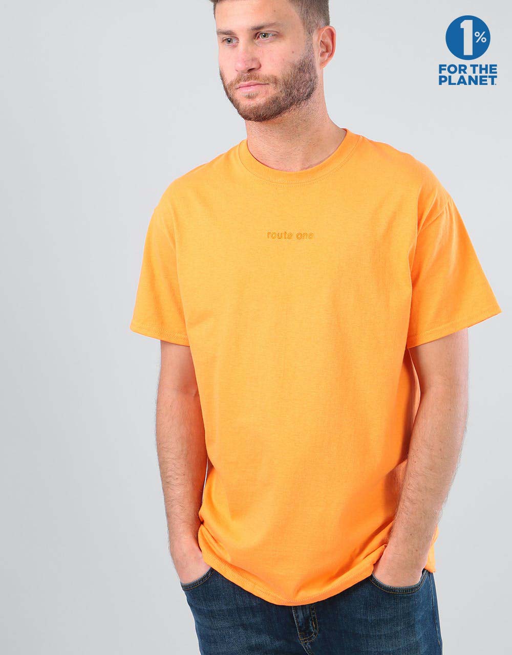 Route One Embroidered Logo T-Shirt - Tangerine