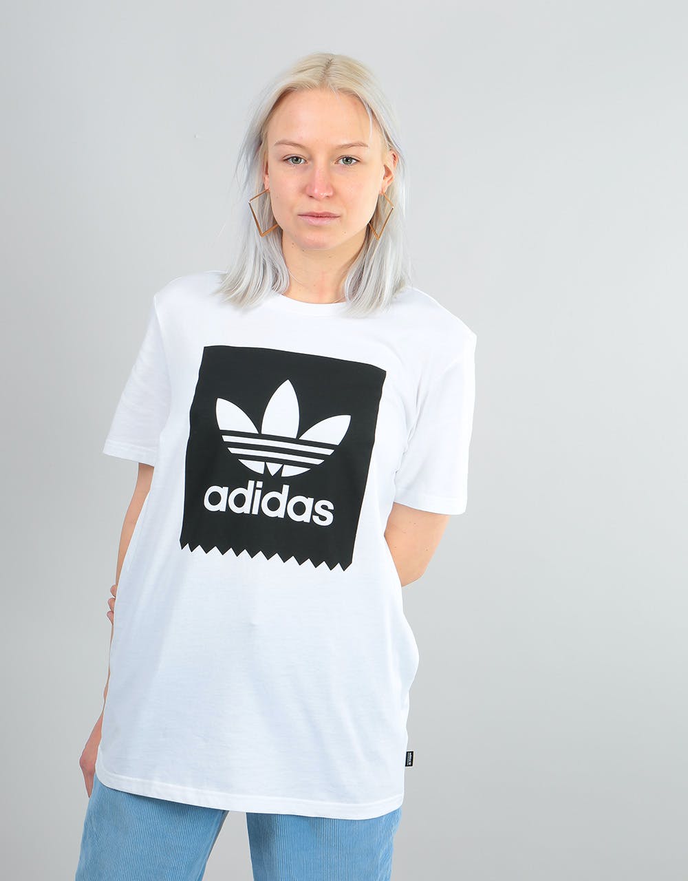Adidas Womens Solid Blackbird Oversized T-Shirt - White/Black