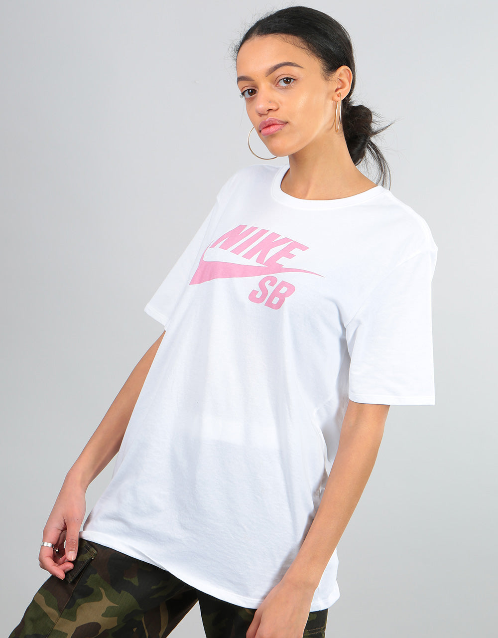 Nike SB Womens Oversized Logo T-Shirt - White/Elemental Pink