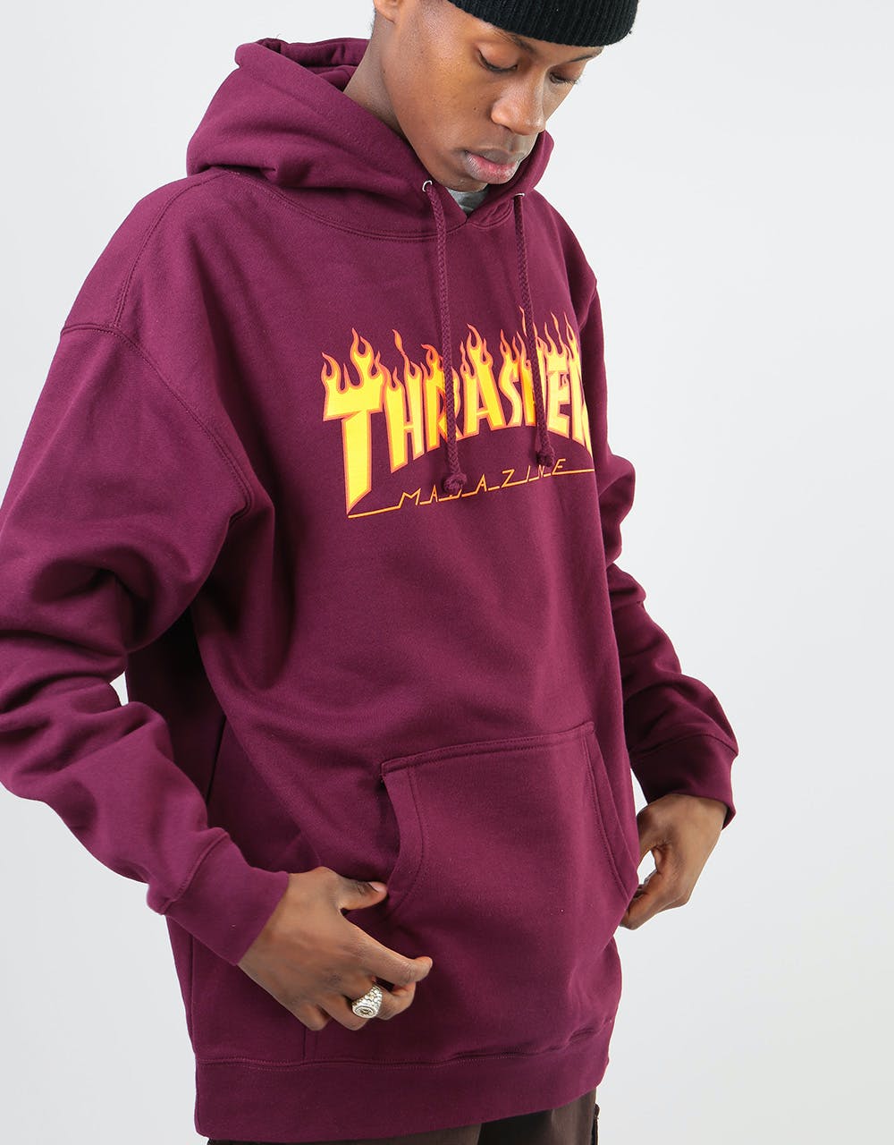 Thrasher Flame Logo Pullover Hoodie - Maroon