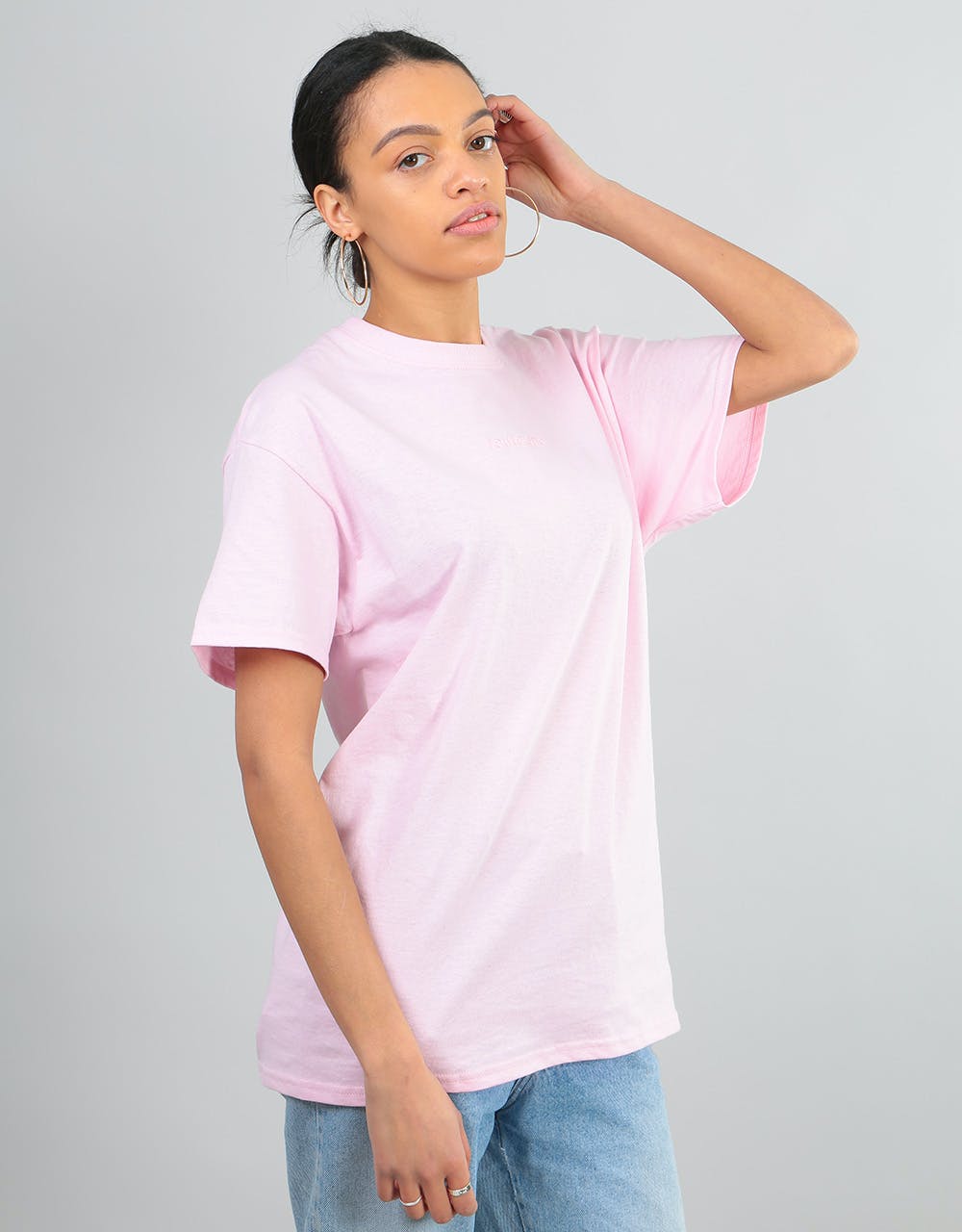 Route One Embroidered Logo Oversized T-Shirt - Light Pink