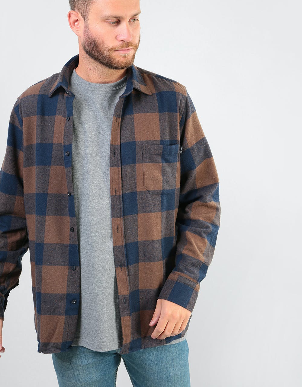 Route One Flannel Shirt - Brown/Navy