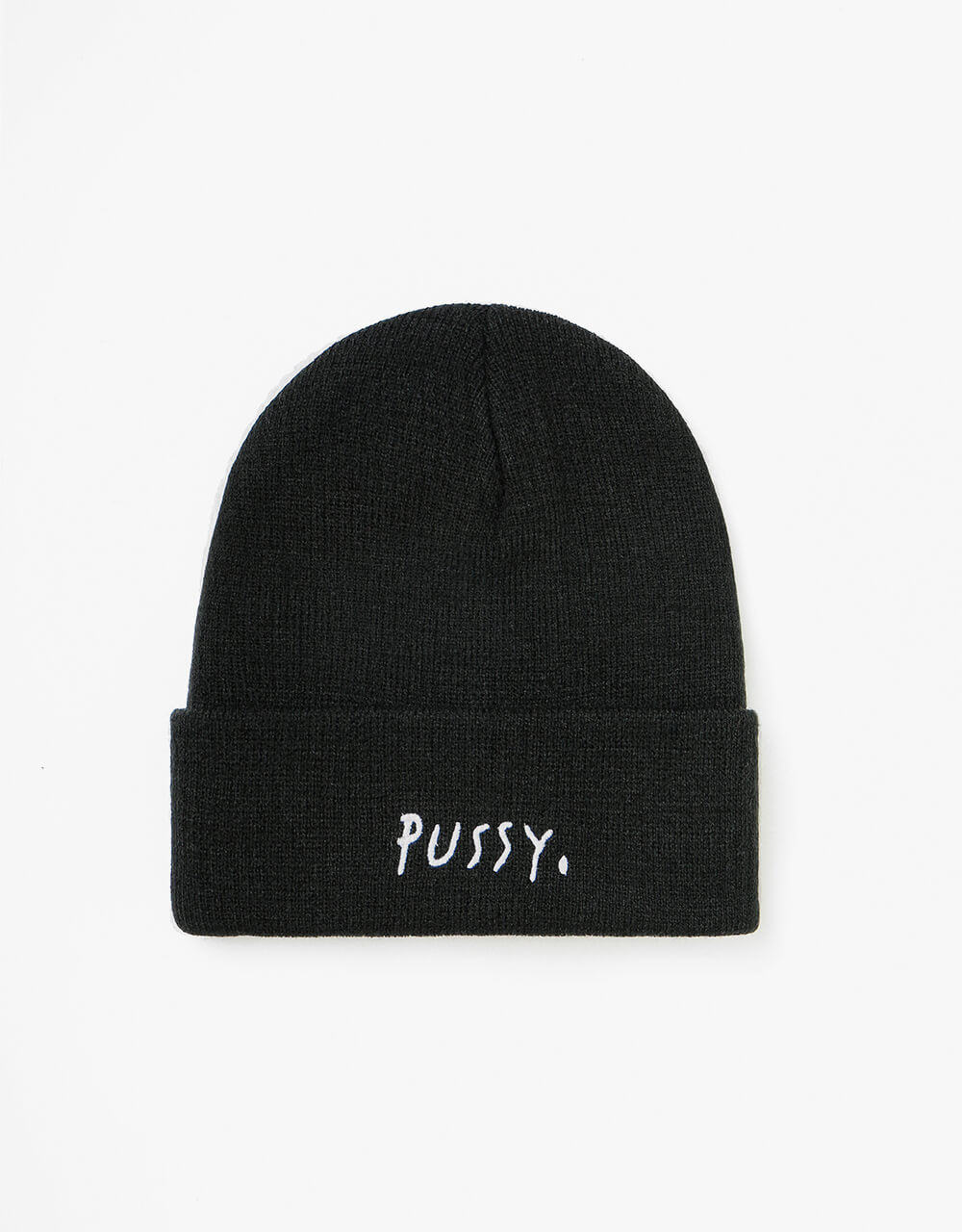 Route One Pussy Text Beanie - Black