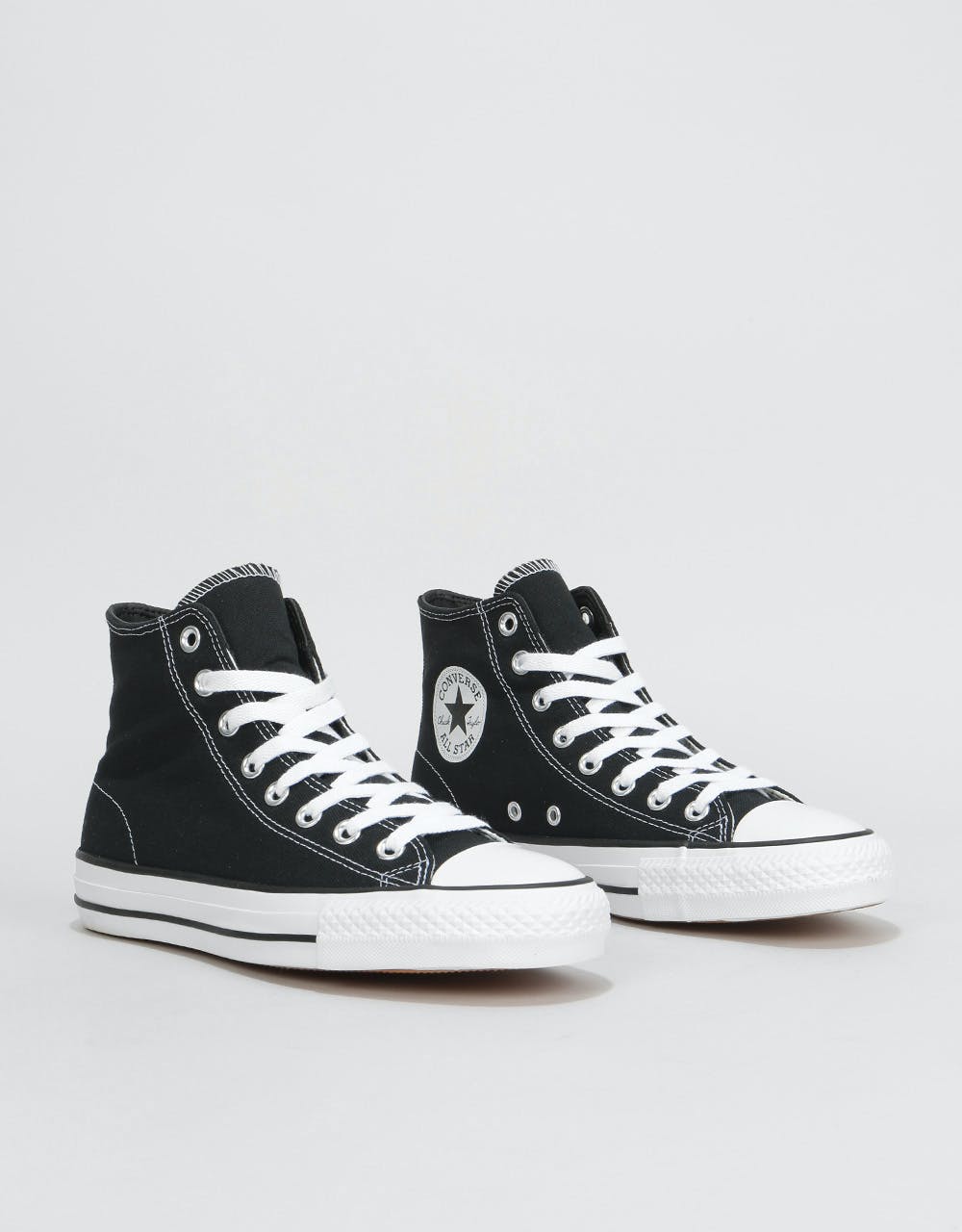 Converse CTAS Pro Hi Canvas Skate Shoes - Black/Black/White