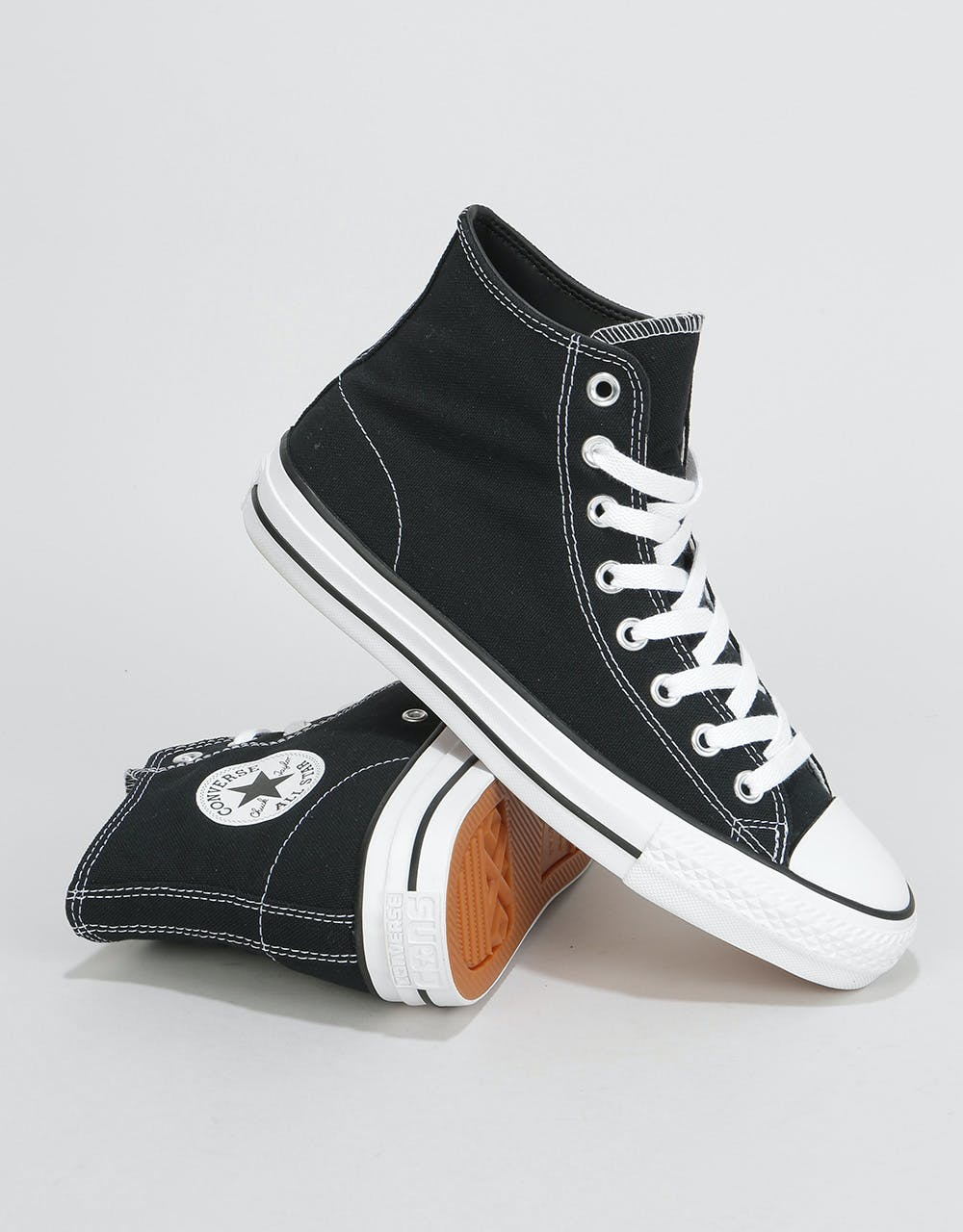 Converse CTAS Pro Hi Canvas Skate Shoes - Black/Black/White