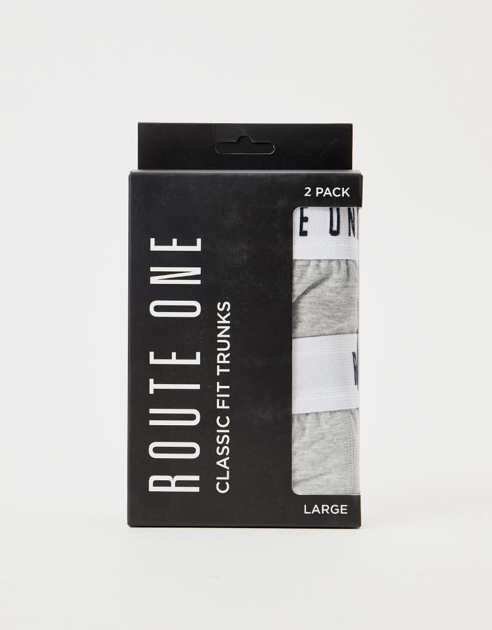 Route One Classic Boxer Shorts 2 Pack - Heather Grey