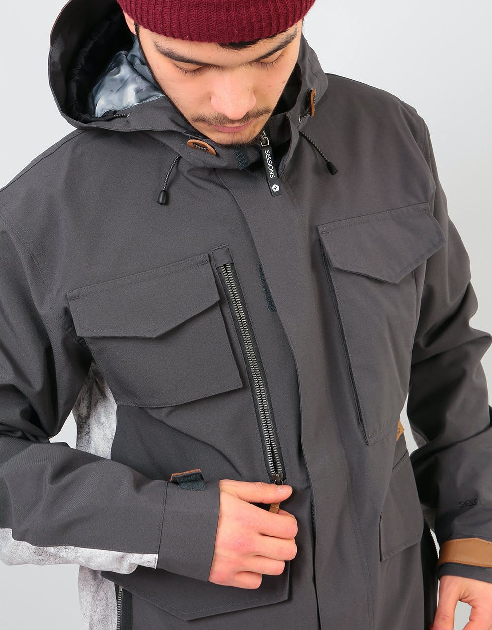 Sessions Ransack Insulated Snowboard Jacket - Dark Grey/Concrete