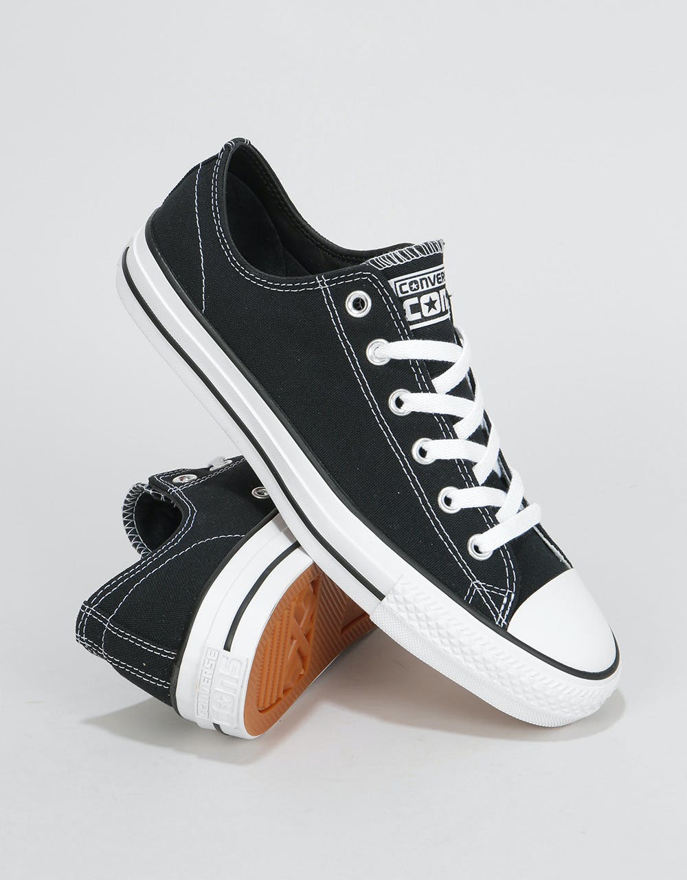 Converse CTAS Pro Ox Canvas Skate Shoes - Black/Black/White