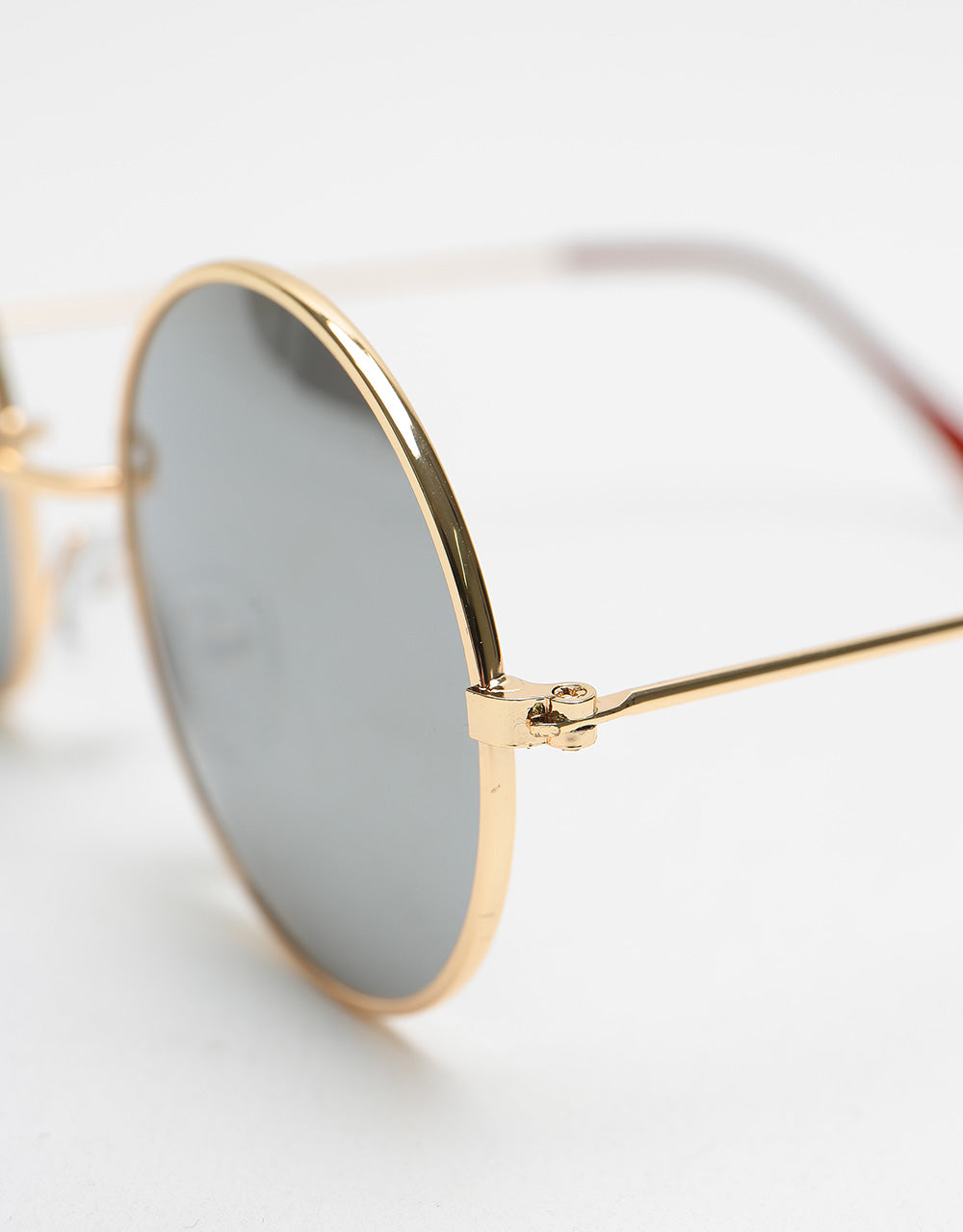 Route One Round Sunglasses - Gold (Silver Mirror)