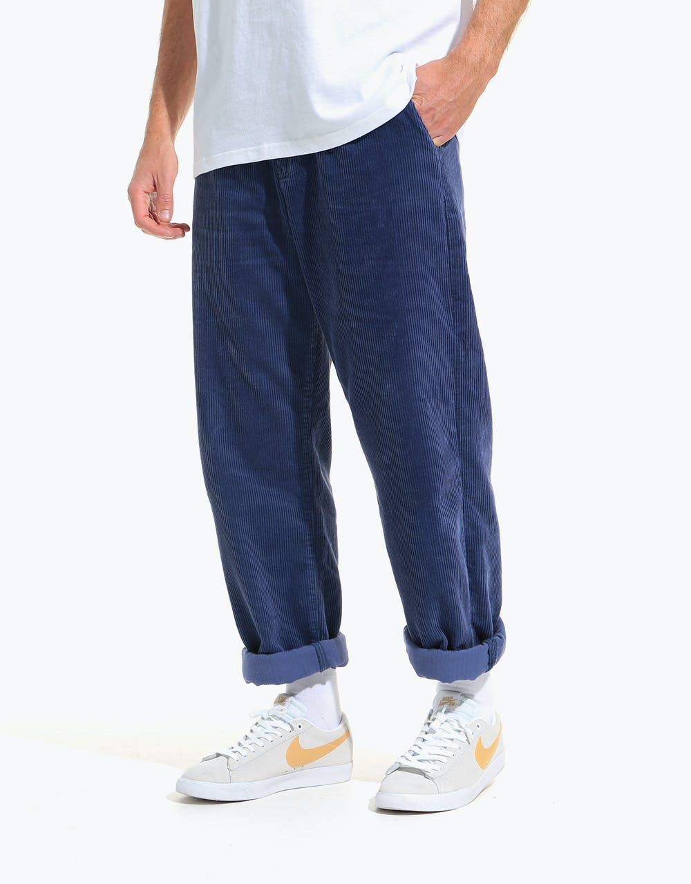 Route One Relaxed Fit Big Wale Cords - Dusk Blue